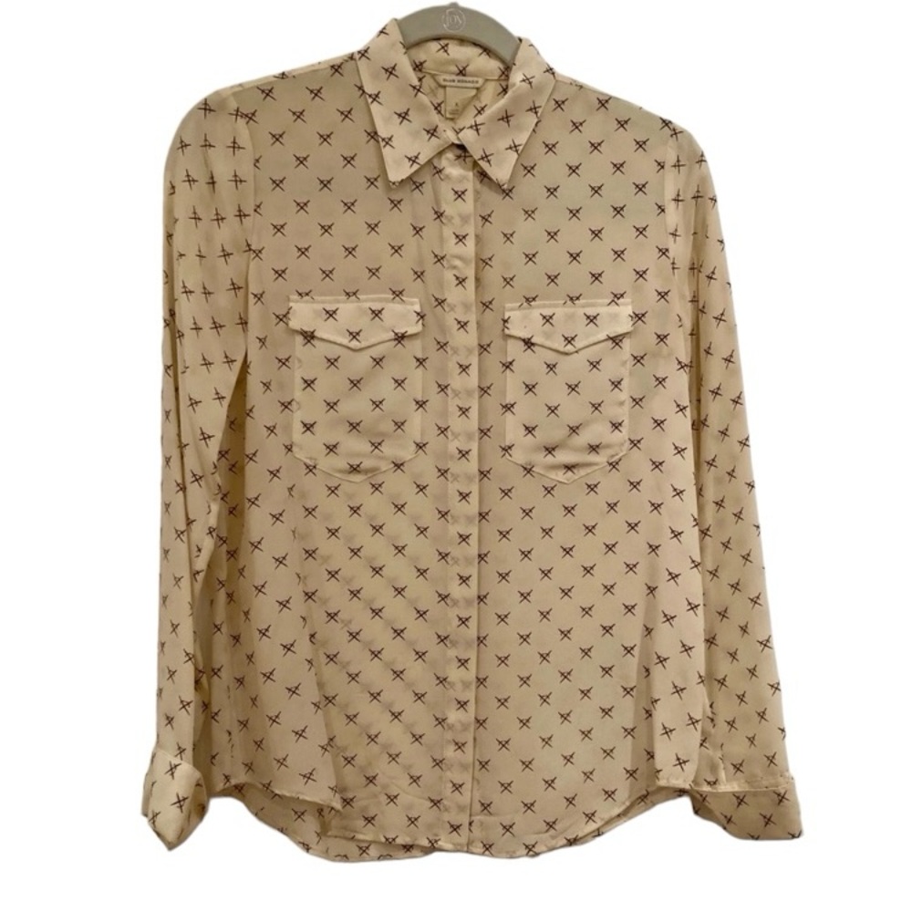 Club Monaco Silk Button Down Blouse